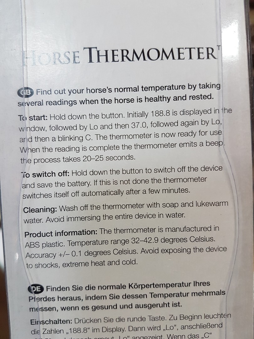 Termometro per cavalli, Termometro per cavalli, Termometro veterinario, Termometro digitale, Termometro rettale